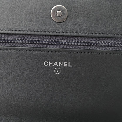 Chanel Caviar Quilted Boy Wallet On Chain WOC Charcoal 6 of 11