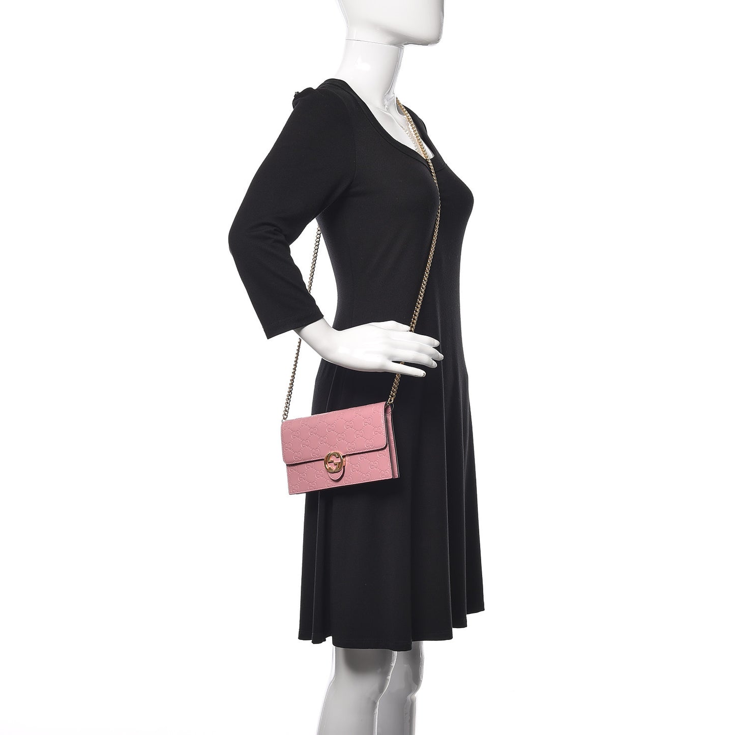 Guccissima Icon Chain Wallet Carmine Rose