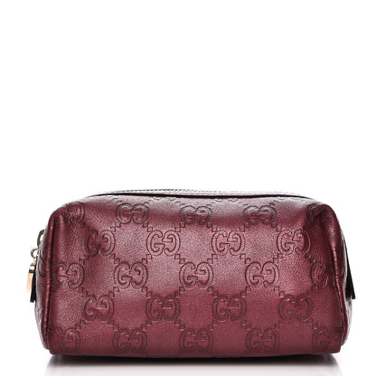 Gucci Metallic Guccissima Small Cosmetic Case Red 1 of 8