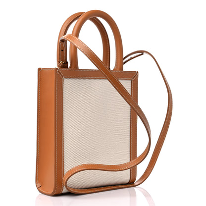 Celine Canvas Calfskin Mini Vertical Cabas Natural Tan 3 of 7