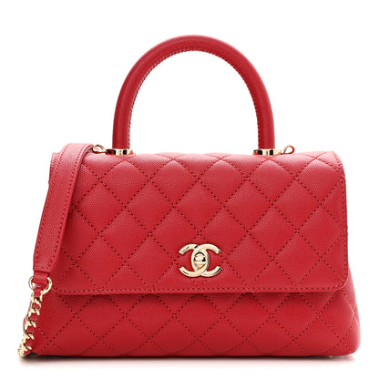 Chanel Caviar Quilted Mini Coco Handle Flap Red 1 of 9