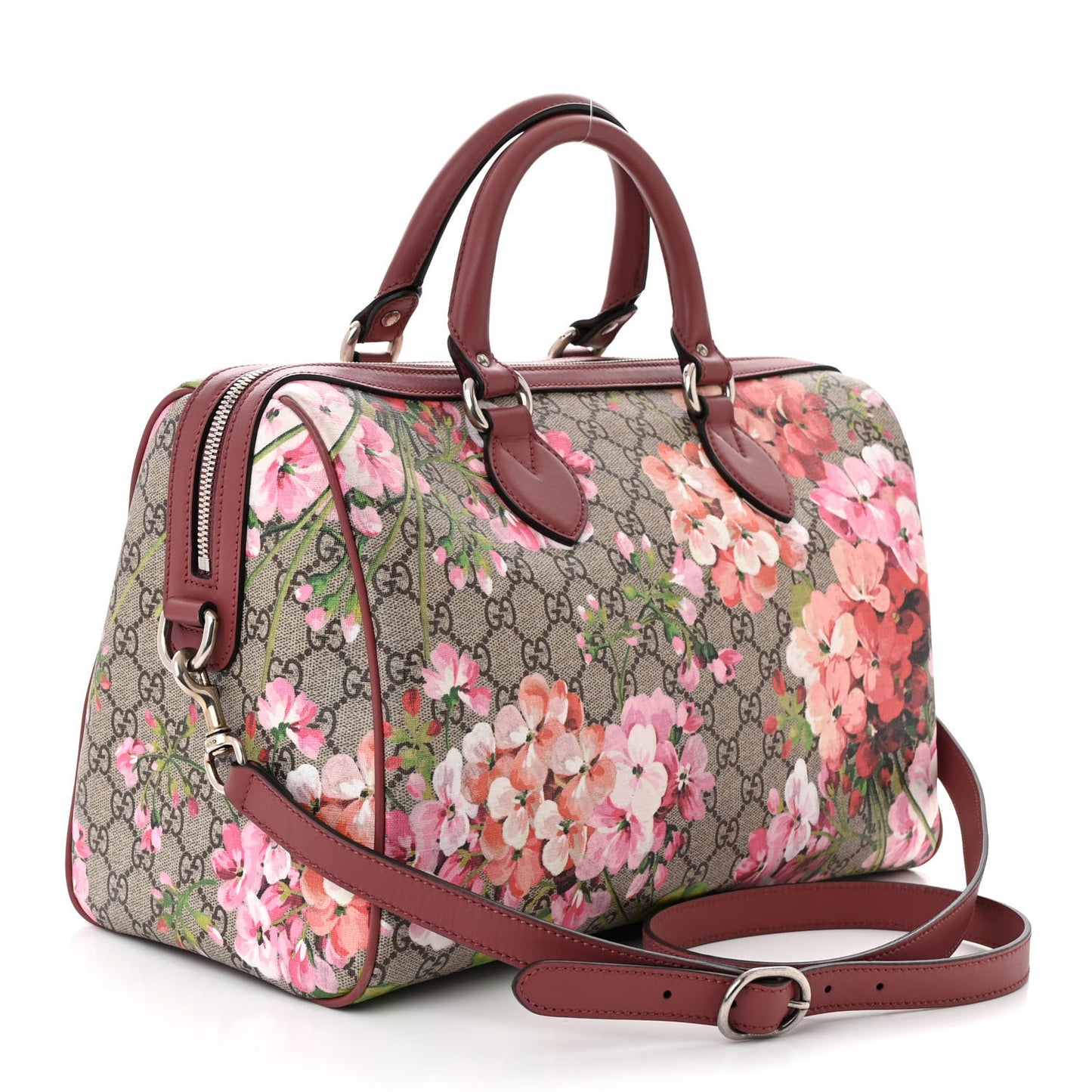 GG Supreme Monogram Blooms Medium Boston Beige Multicolor Dry Rose