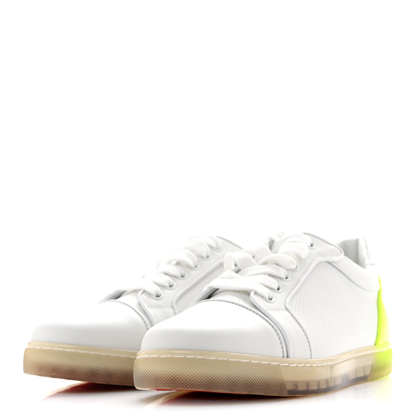 Calfskin Perforated Womens Fun Vieira Orlato Flat Sneakers 39.5 White Fluo Yellow