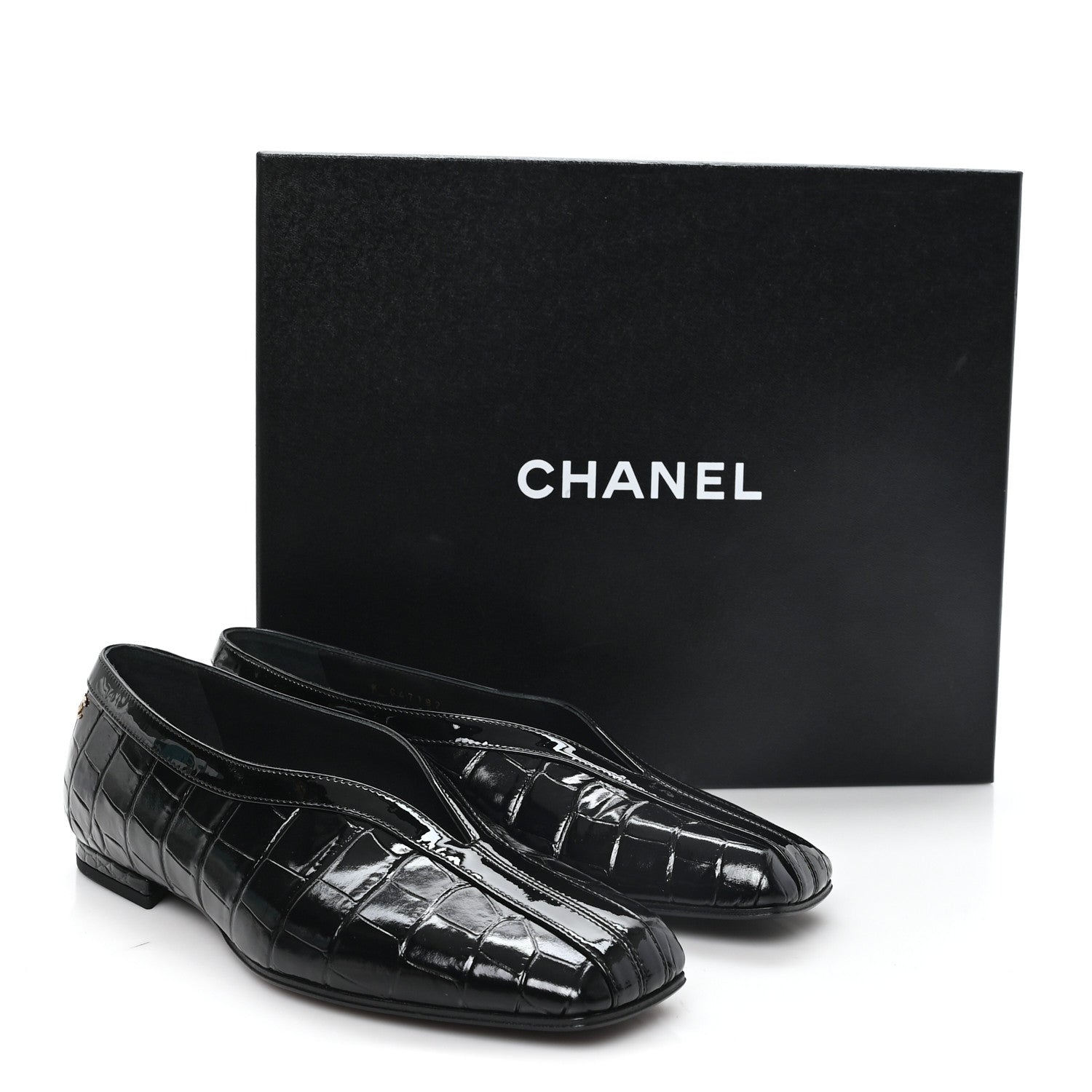 Chanel Crocodile Embossed Patent Calfskin Ballet Flats 36.5 Black 10 of 10