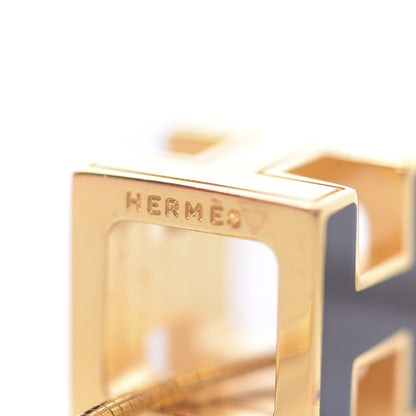 Hermes Gold Lacquered Cage d'H Pendant Necklace Black 5 of 6