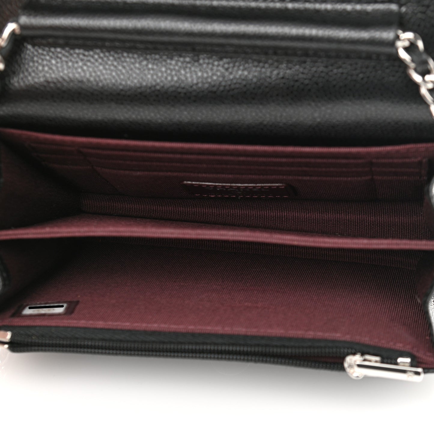 Caviar Quilted Mini Wallet On Chain WOC Black