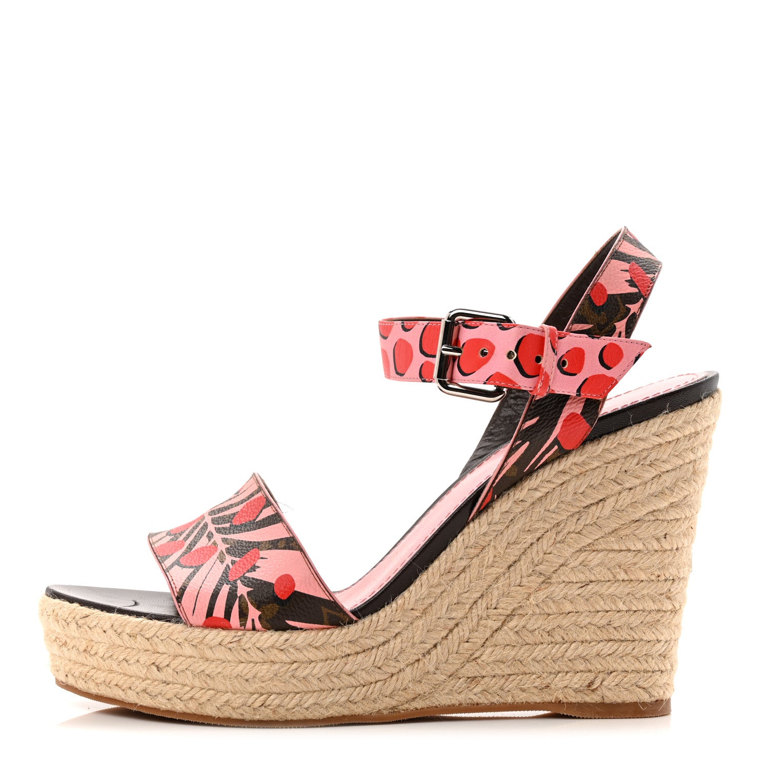 Louis Vuitton Monogram Jungle Dots Espadrille Wedge Sandals 39.5 Sugar Pink Poppy 1 of 11