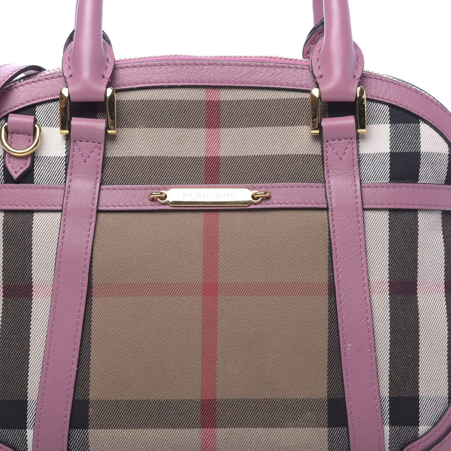 Bridle Calfskin House Check Small Orchard Bowling Bag Pink