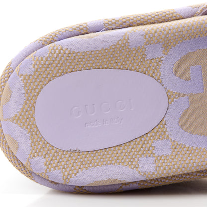 Gucci Monogram Jumbo GG Platform Slide Wedge Sandals 39 Beige Lapis 8 of 10