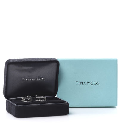 Tiffany 18K White Gold Diamond Atlas Open Hoop Earrings 5 of 5