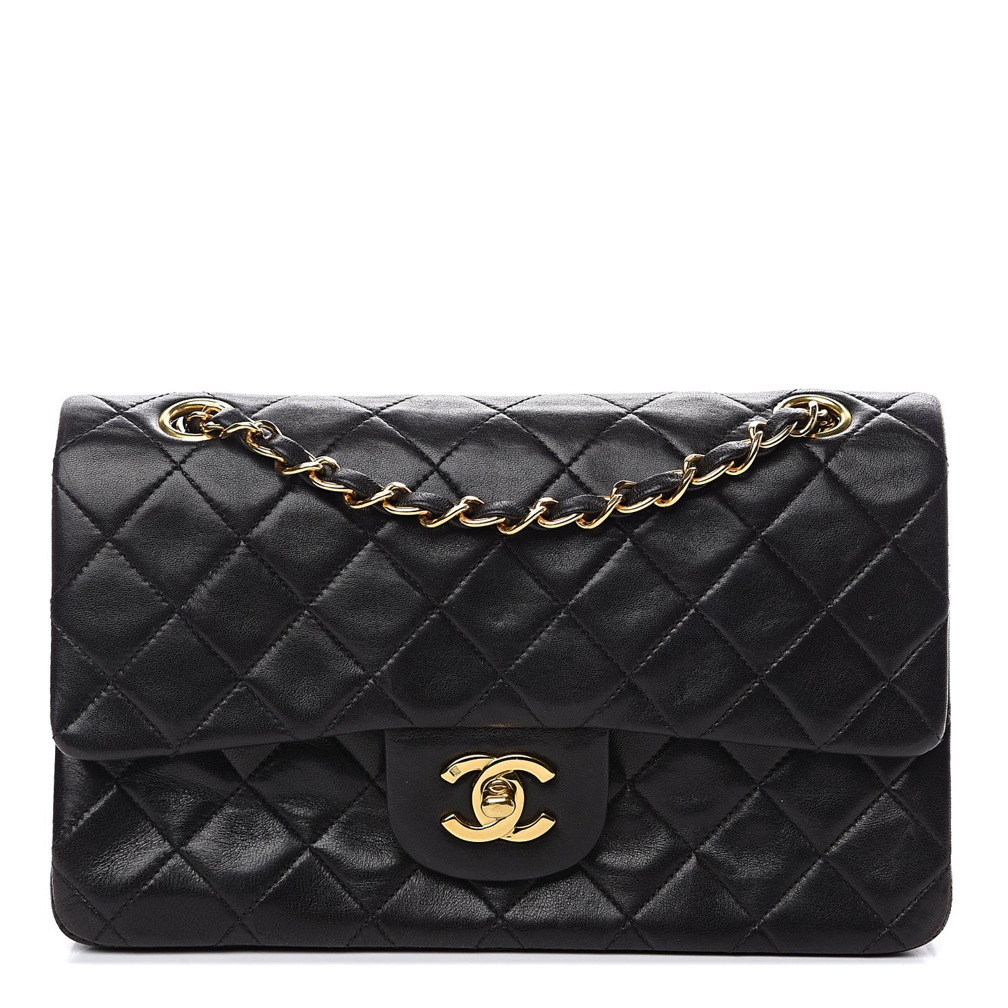 Lambskin Quilted Small Double Flap Black