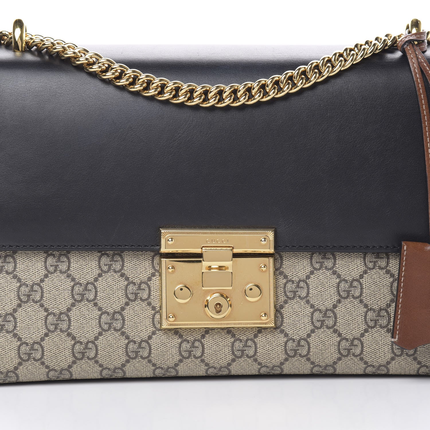 Gucci GG Supreme Monogram Calfskin Medium Padlock Shoulder Bag Beige Black Cuir 8 of 16
