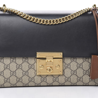 Gucci GG Supreme Monogram Calfskin Medium Padlock Shoulder Bag Beige Black Cuir 8 of 16