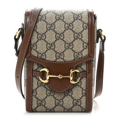 Gucci GG Supreme Monogram Mini Horsebit 1955 Crossbody Bag Beige Brown Sugar 1 of 12