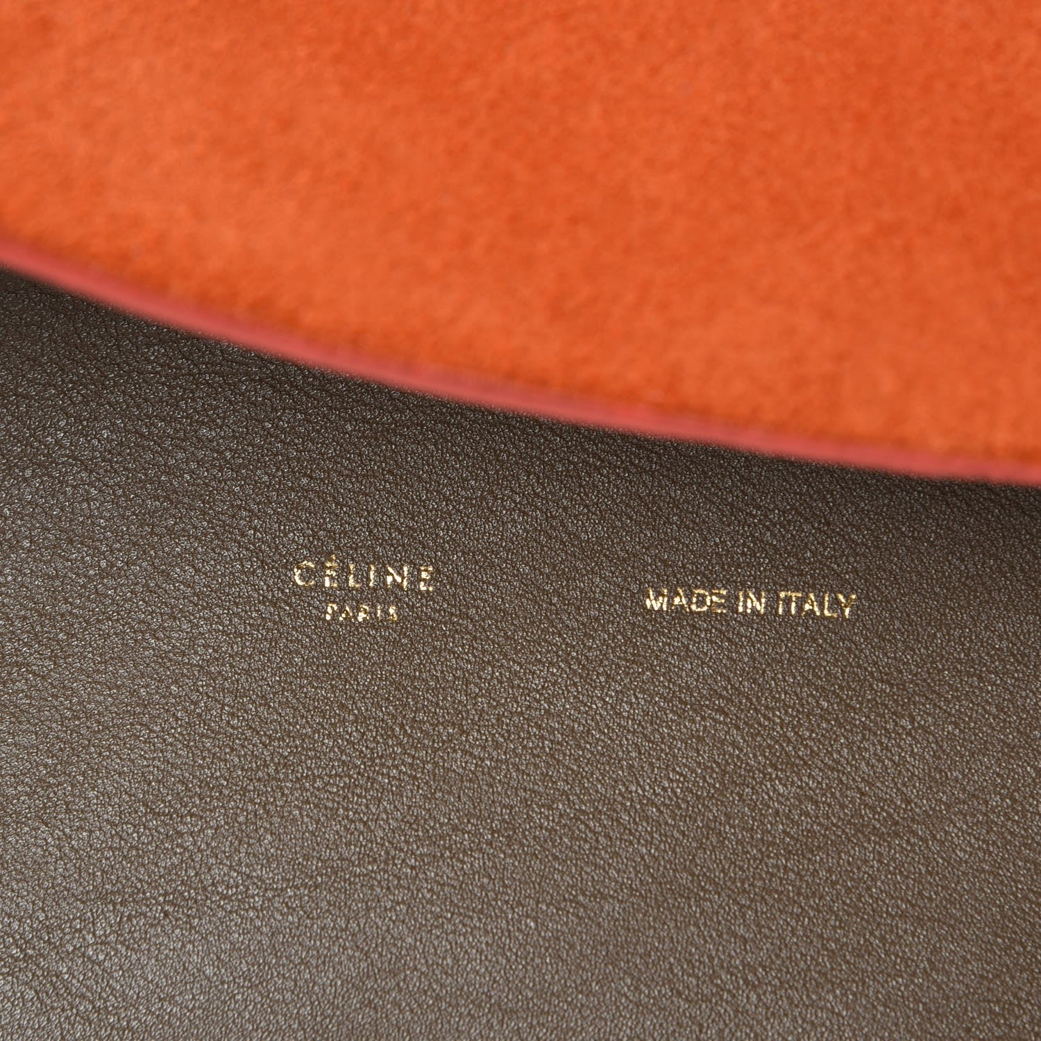 Celine Calfskin Suede All Soft Shoulder Bag Bright Orange Cement Olive 6 of 15