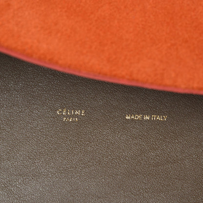 Celine Calfskin Suede All Soft Shoulder Bag Bright Orange Cement Olive 6 of 15