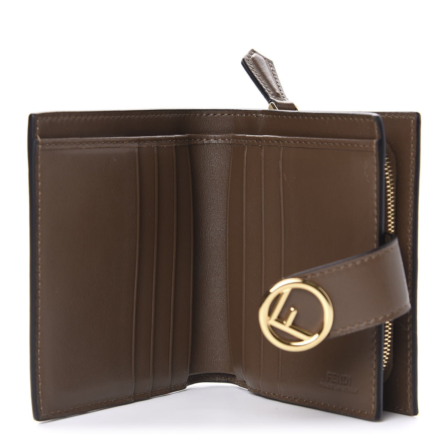 Fendi Vitello Soft F is Fendi Bi-Color FF 1974 Embossed Compact Wallet Maya Black 5 of 8