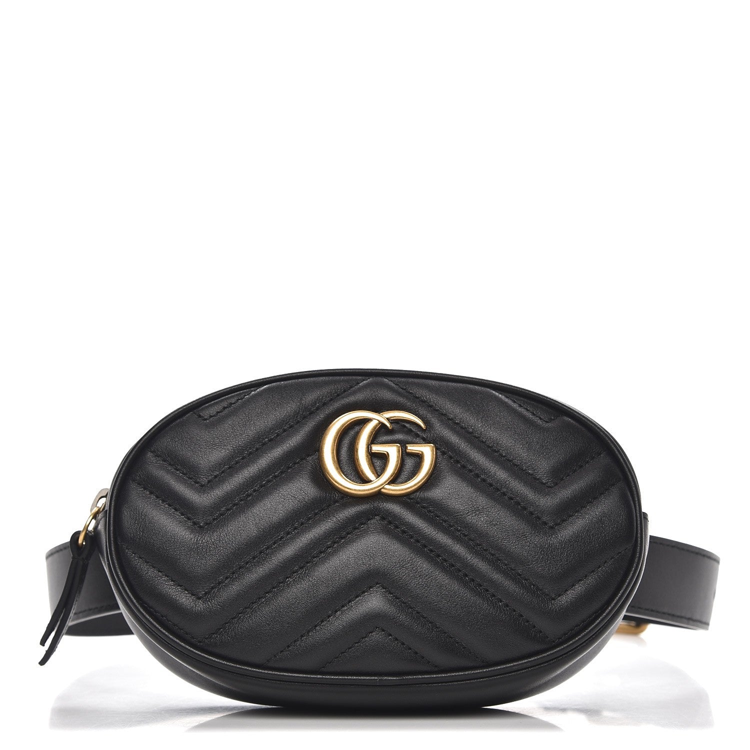 Gucci Calfskin Matelasse GG Marmont Belt Bag 75 30 Black 1 of 8