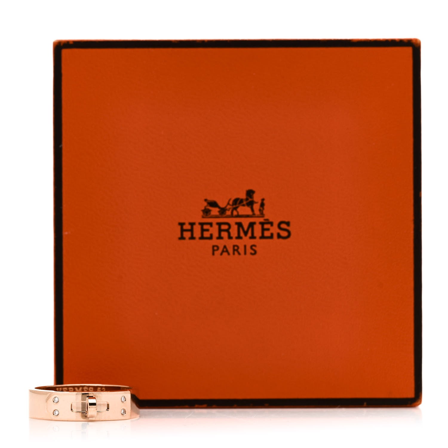 Hermes 18K Rose Gold Diamond PM Kelly Ring 53 6.5 5 of 5