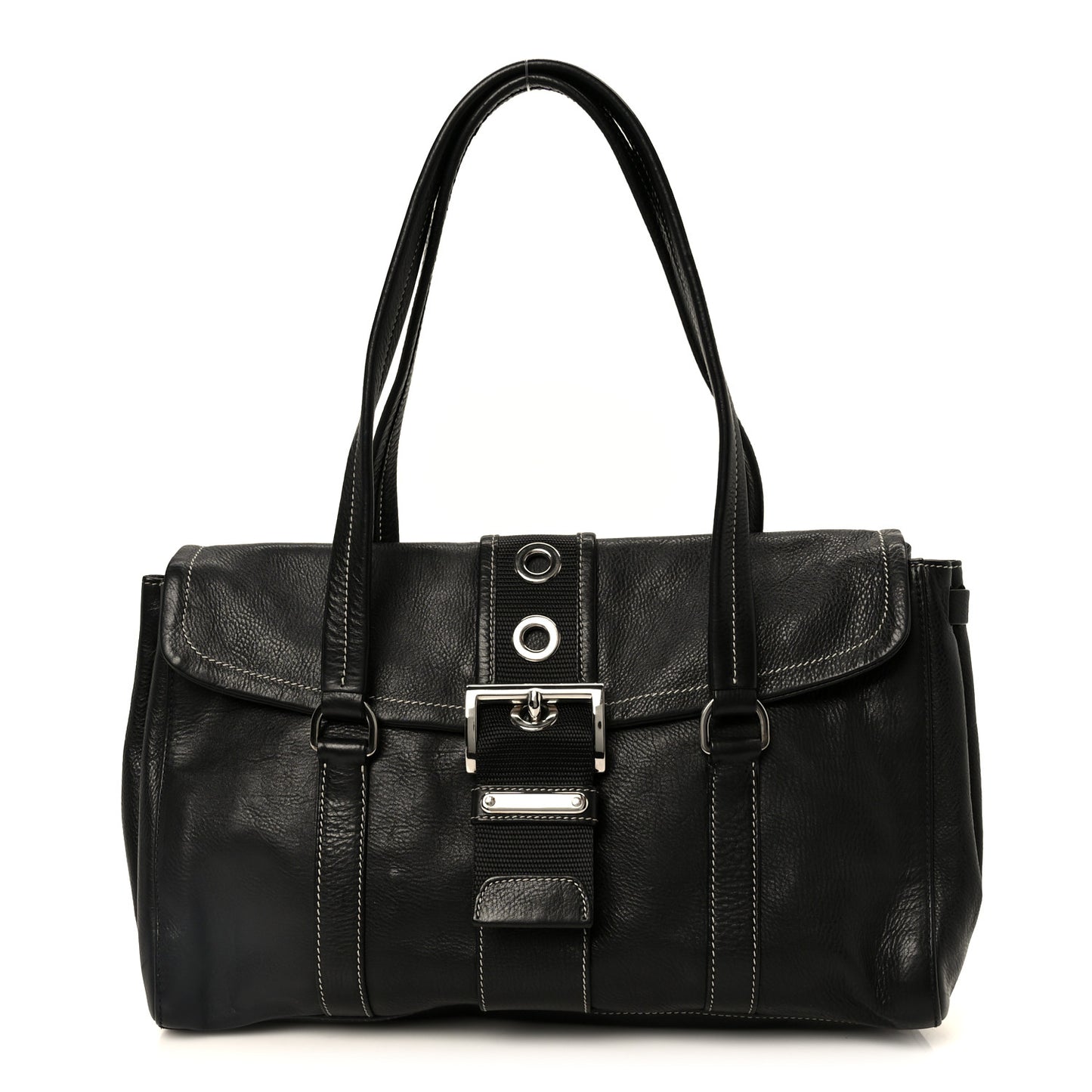 Calf Pocket Shoulder Bag Black