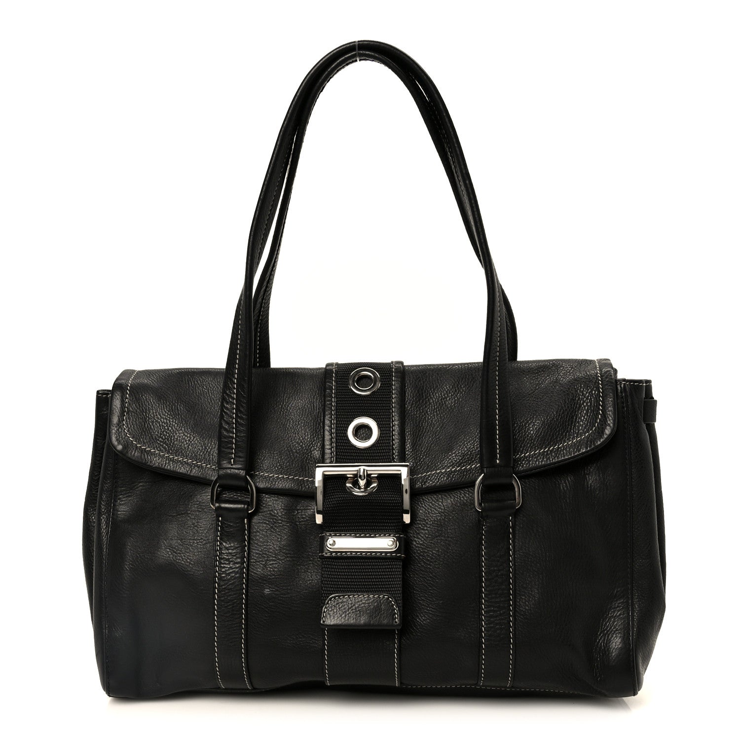 Prada Calf Pocket Shoulder Bag Black 1 of 11