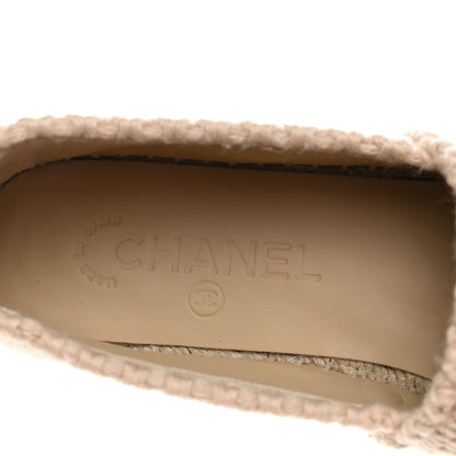 Chanel Knitted Wool Lambskin Chain CC Espadrilles 38 Beige Black 8 of 10