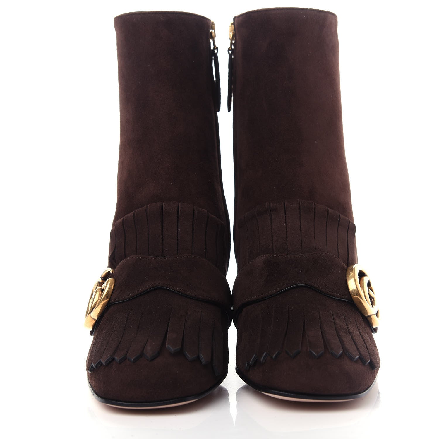 Gucci Kid Scamosciato GG Marmont Fringe 75mm Ankle Boots 36 Cocoa 2 of 11