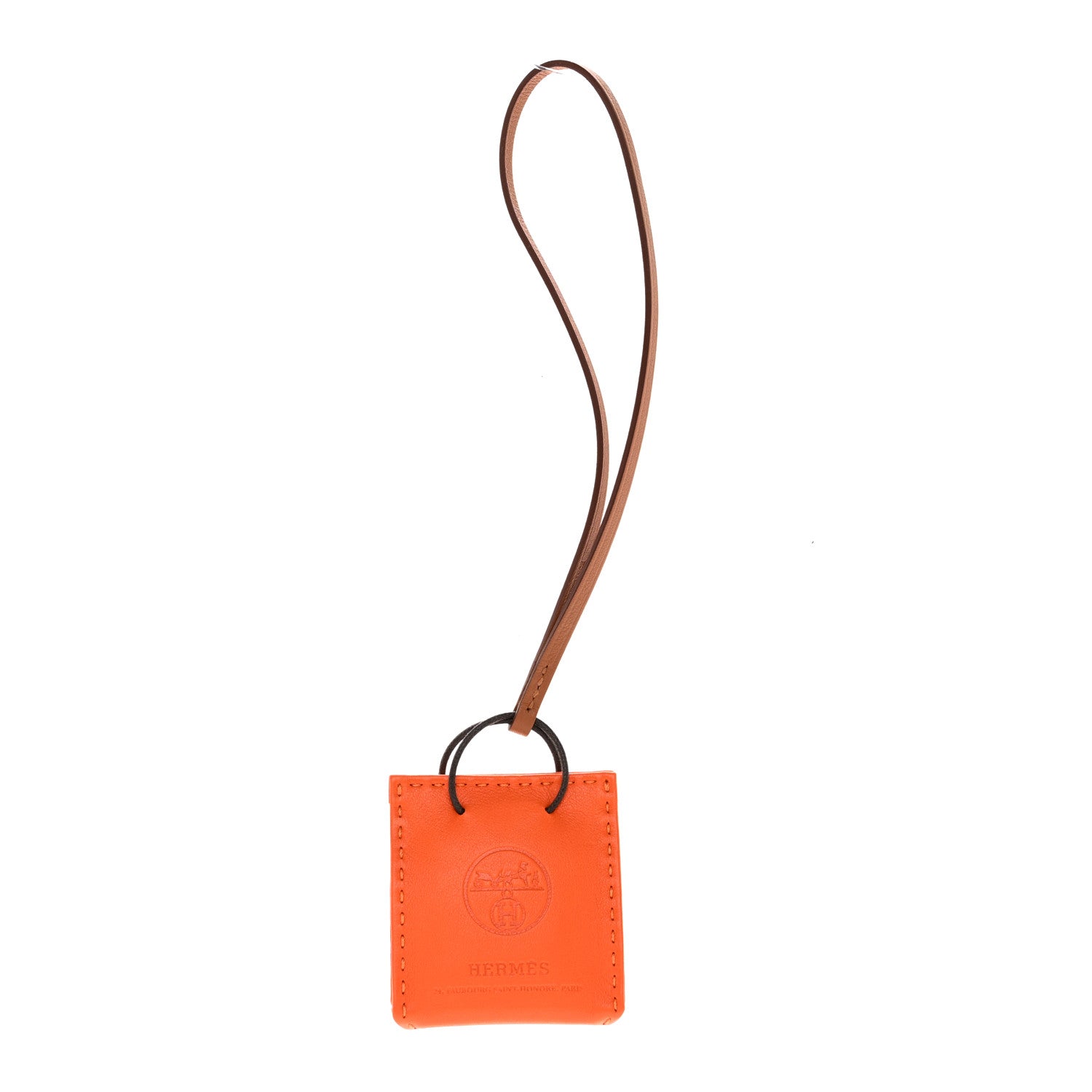 Hermes Milo Lambskin Swift Shopping Bag Charm Feu Gold 1 of 4