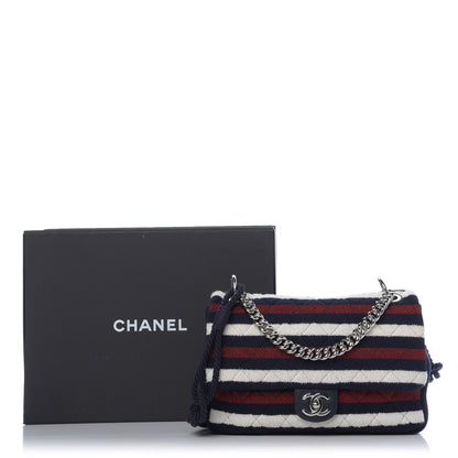 Chanel Jersey Felt Quilted Flap Red White Blue 10 of 10