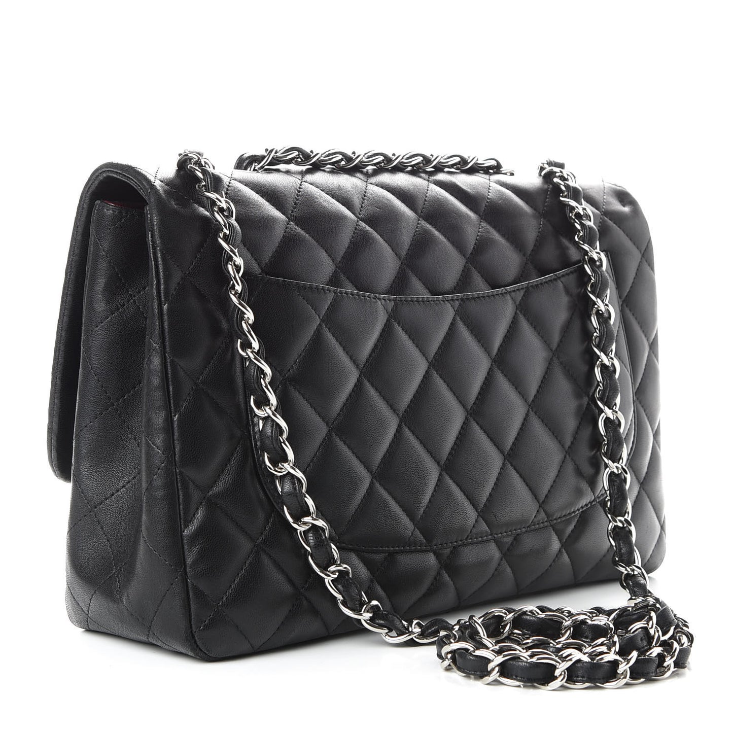 Lambskin Quilted Jumbo Single Flap Black
