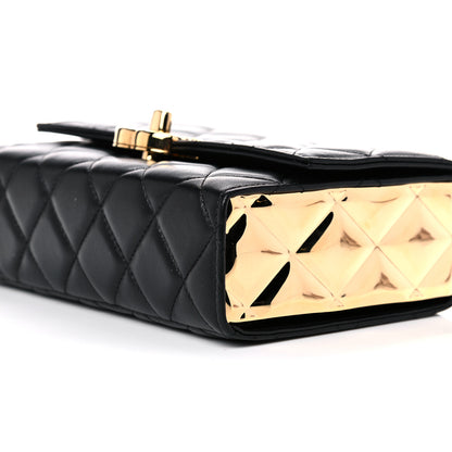 Chanel Lambskin Quilted Mini Golden Plate Flap Black 9 of 14