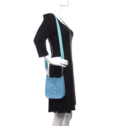 Hermes Taurillon Clemence Amazone Evelyne TPM Bleu Du Nord Vert Verone 2 of 13