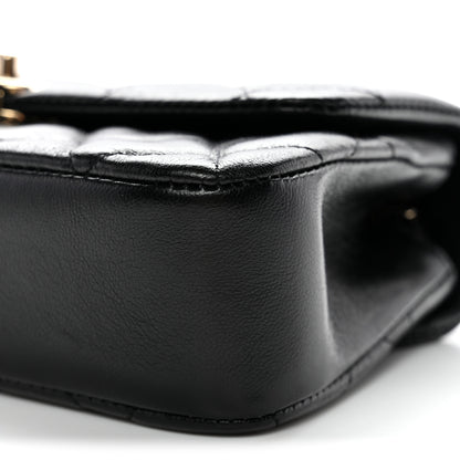 Chanel Lambskin Quilted Rectangular Phone Holder Clutch With Chain Black 10 of 11