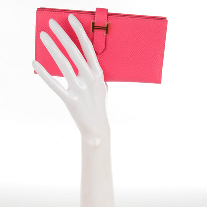 Hermes Epsom Bearn Gusset Wallet Rose Azalee 2 of 9