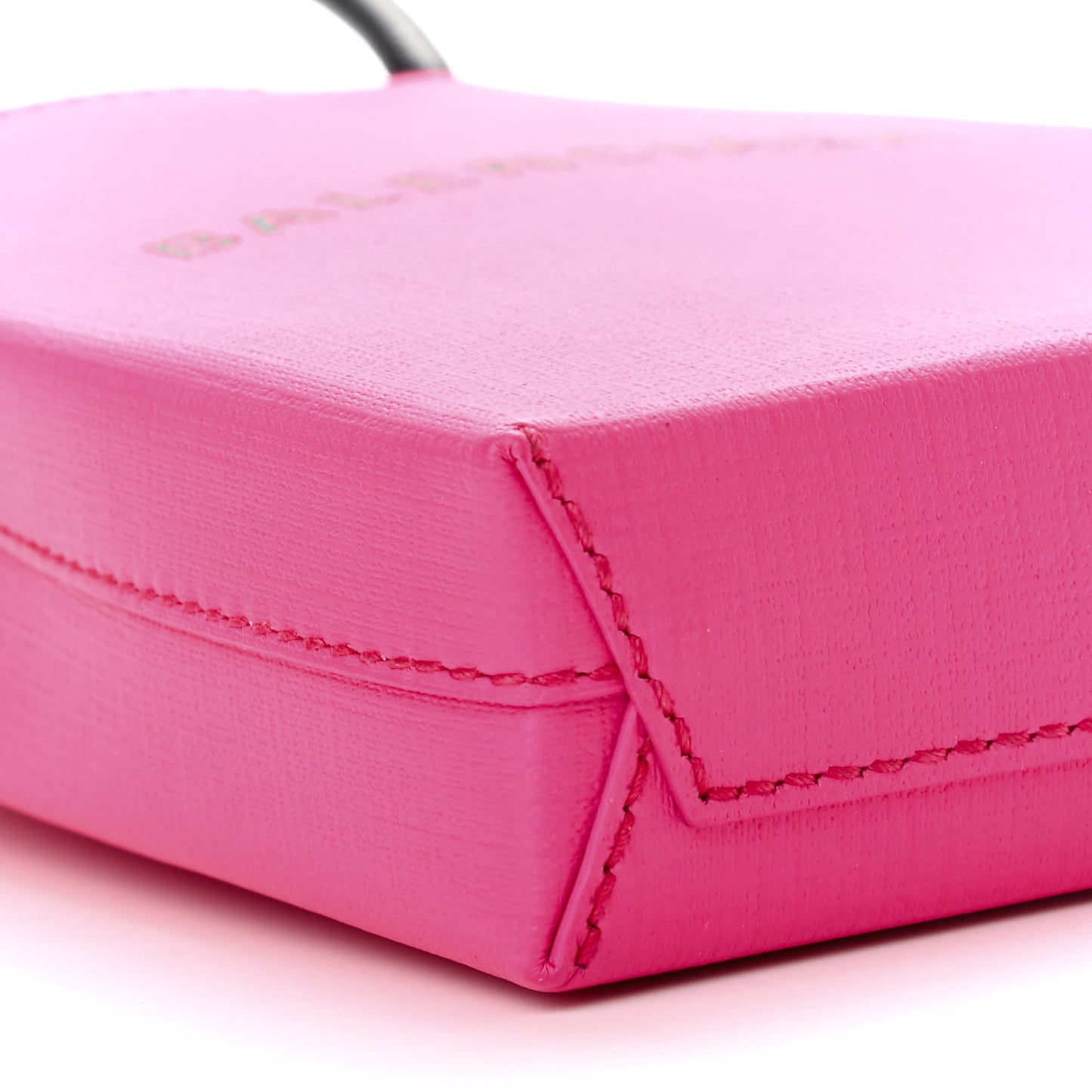 Squared Calfskin Logo Shopping Phone Holder Bag Acid Fuchsia