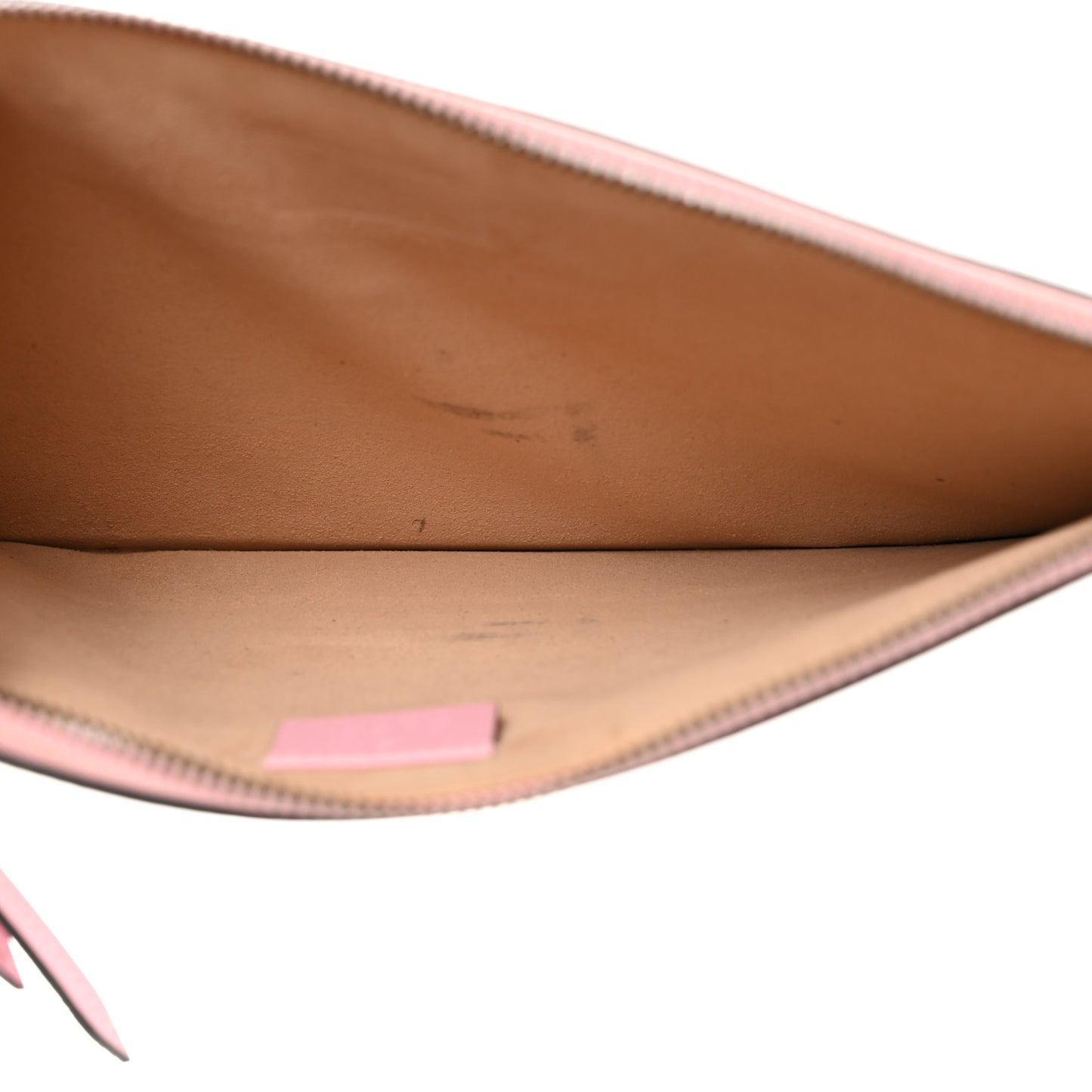 Calfskin Striped Oversized Bee Zip Pouch White Pink Red