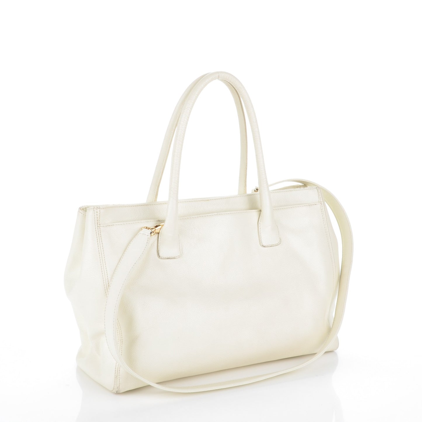 Calfskin Cerf Executive Shopper Tote White