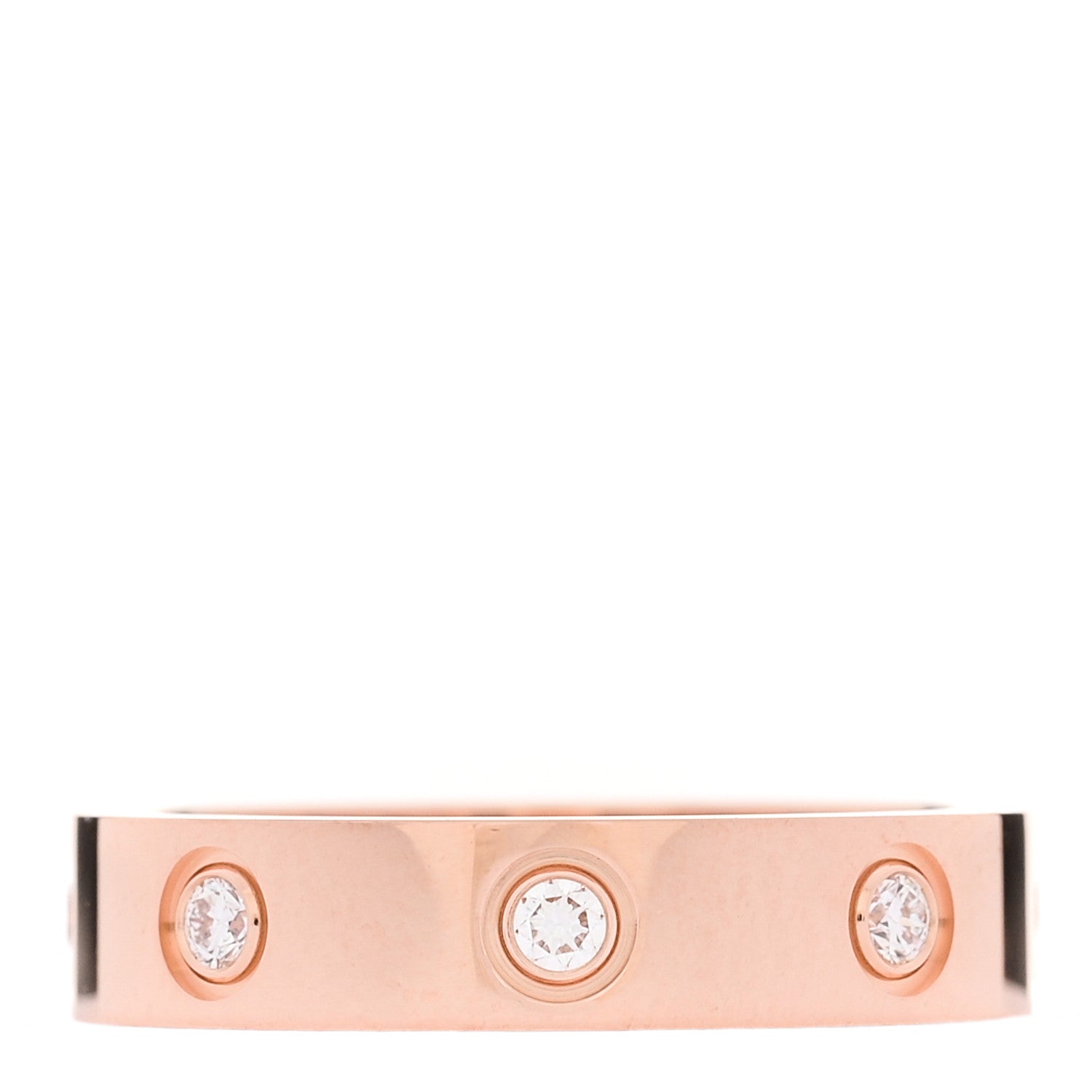 Cartier 18K Pink Gold 8 Diamond 4mm LOVE Wedding Band Ring 49 5 1 of 5