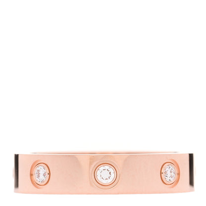 Cartier 18K Pink Gold 8 Diamond 4mm LOVE Wedding Band Ring 49 5 1 of 5