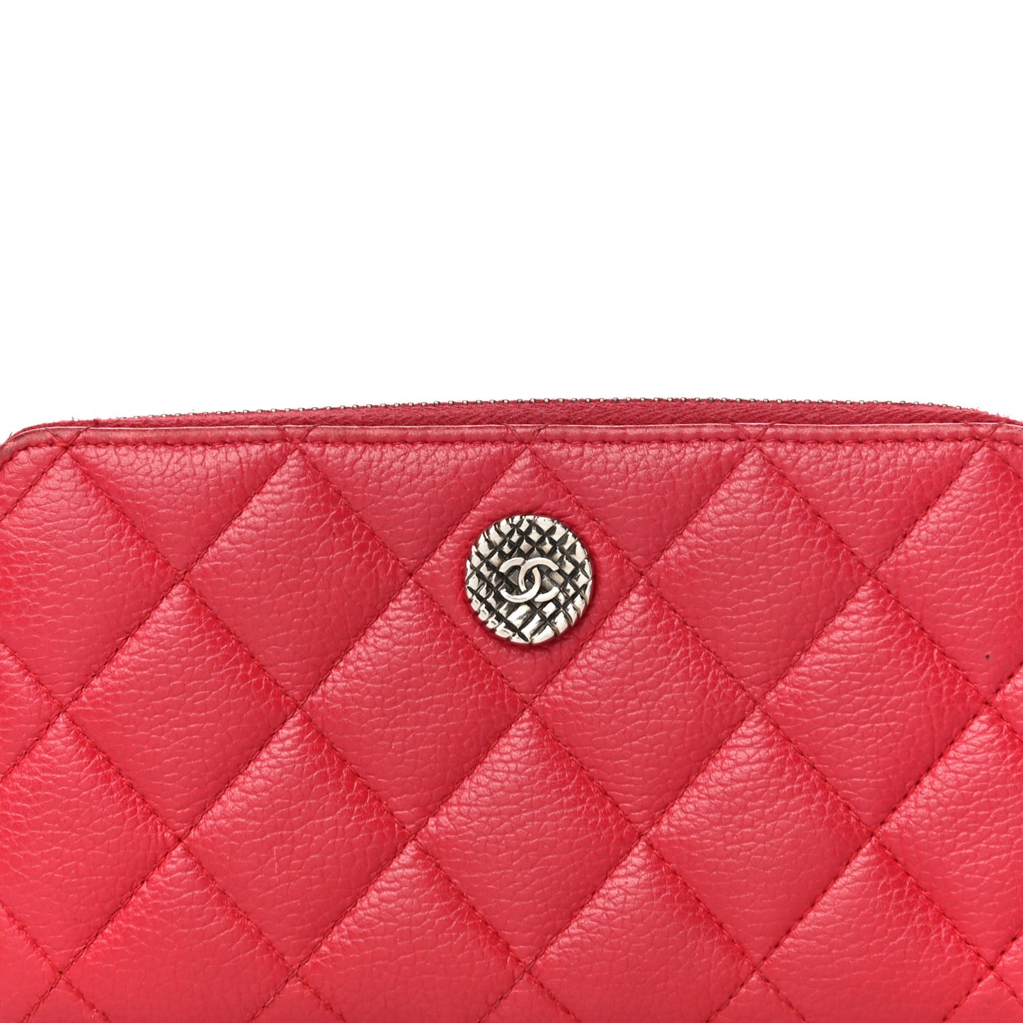 Caviar Quilted Small Zip Around Wallet Red
