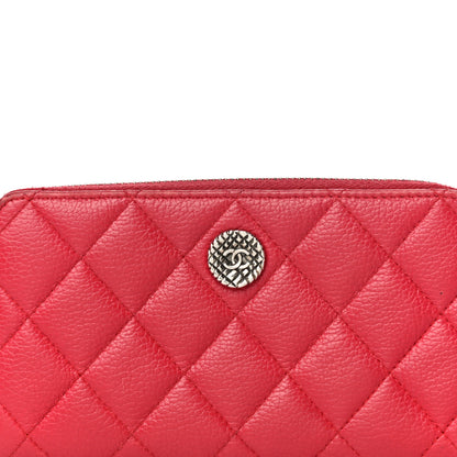 Chanel Caviar Quilted Small Zip Around Wallet Red 9 of 19