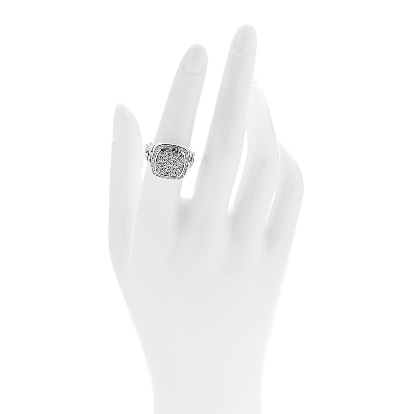 Sterling Silver Diamond 11mm Albion Pave Ring 52 6