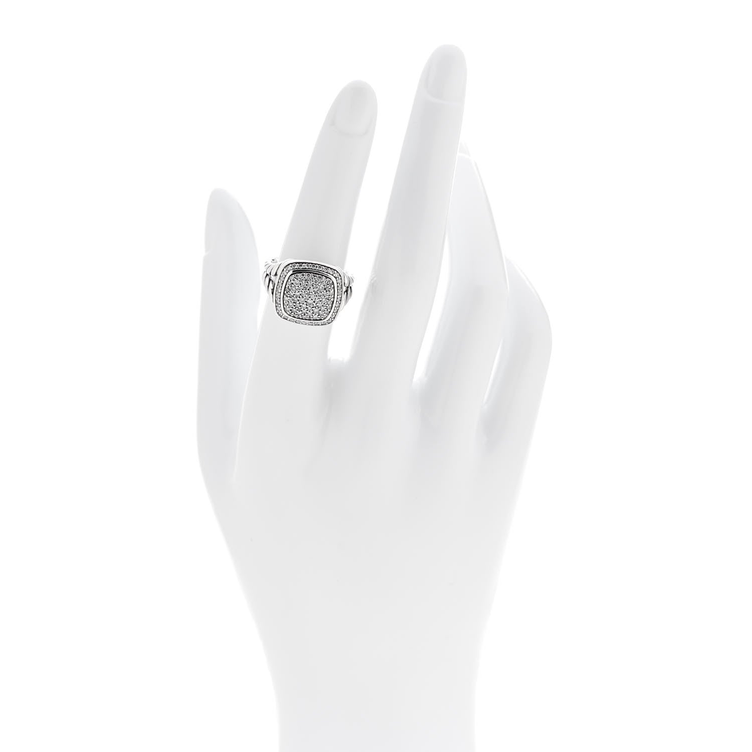 David Yurman Sterling Silver Diamond 11mm Albion Pave Ring 52 6 2 of 5