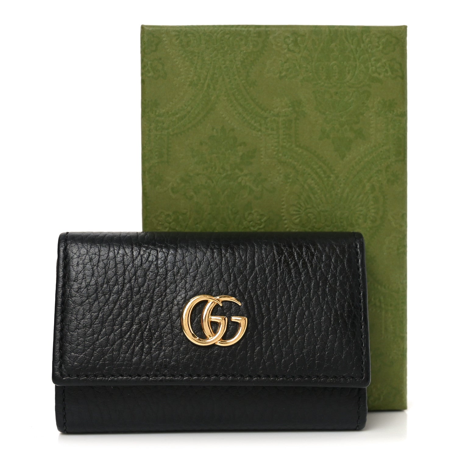 Gucci Pebbled Calfskin GG Marmont 6 Key Holder Black 8 of 8