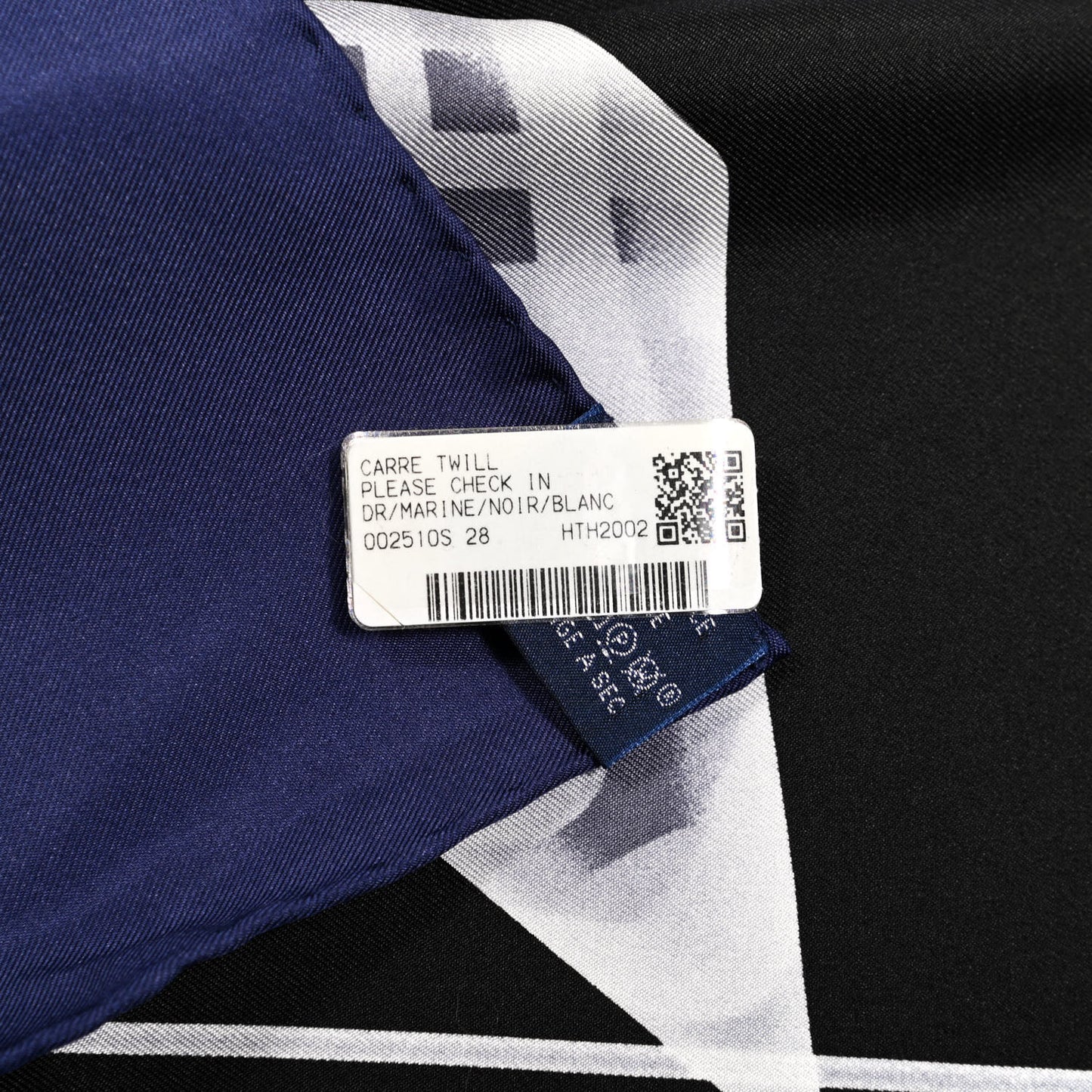 Silk Please Check In Scarf 90 Marine Black White