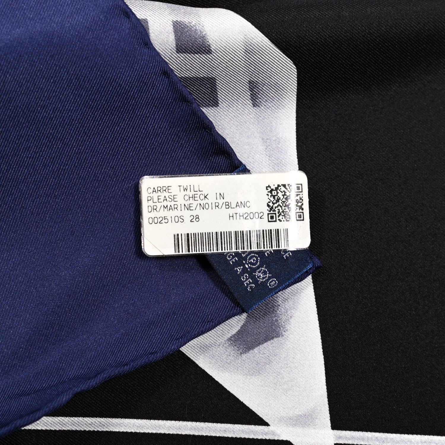 Hermes Silk Please Check In Scarf 90 Marine Black White 2 of 6