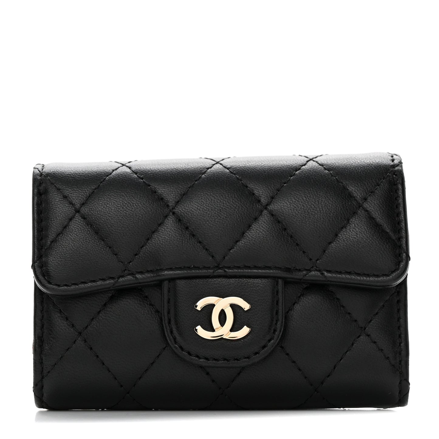 Lambskin Quilted 4 Key Holder Black