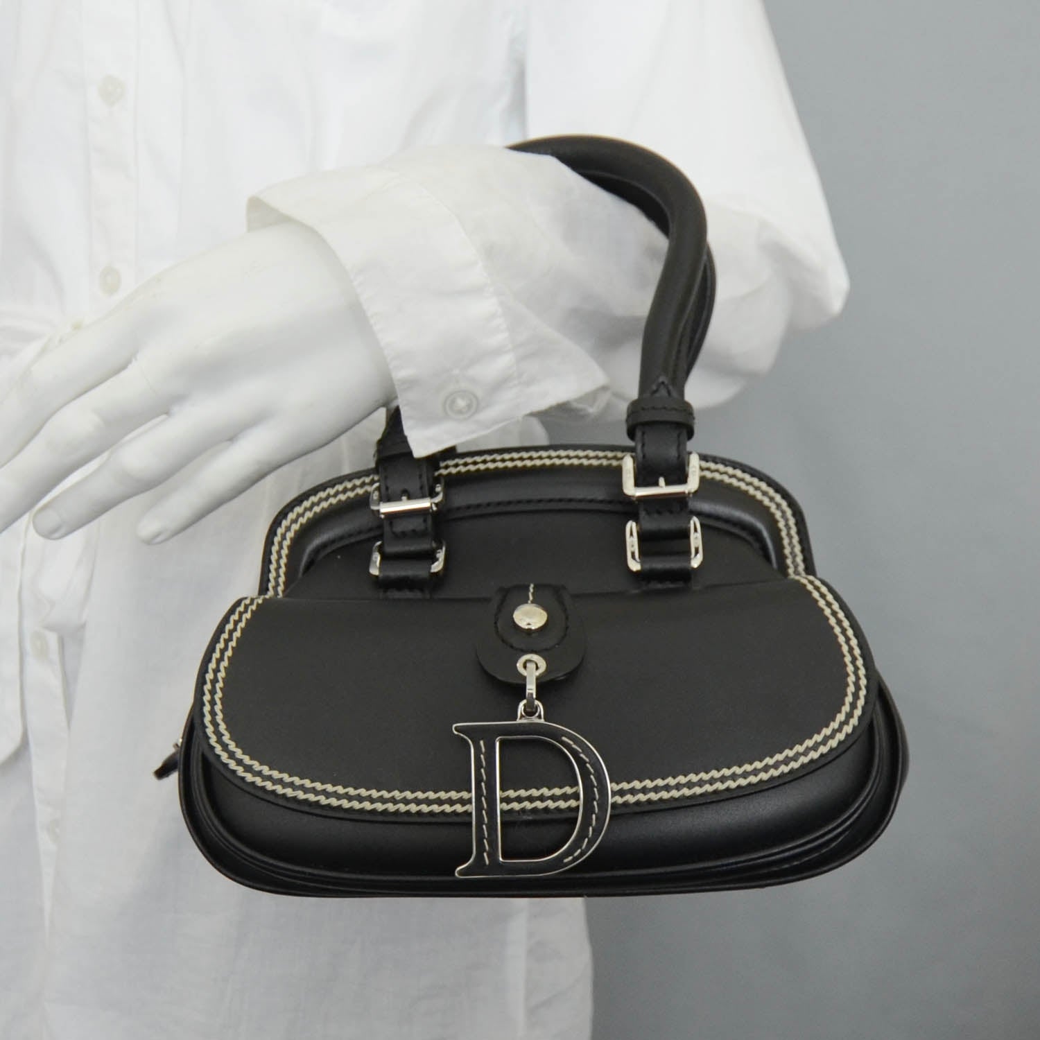 Christian Dior Leather Small Detective Satchel Black 2 of 11
