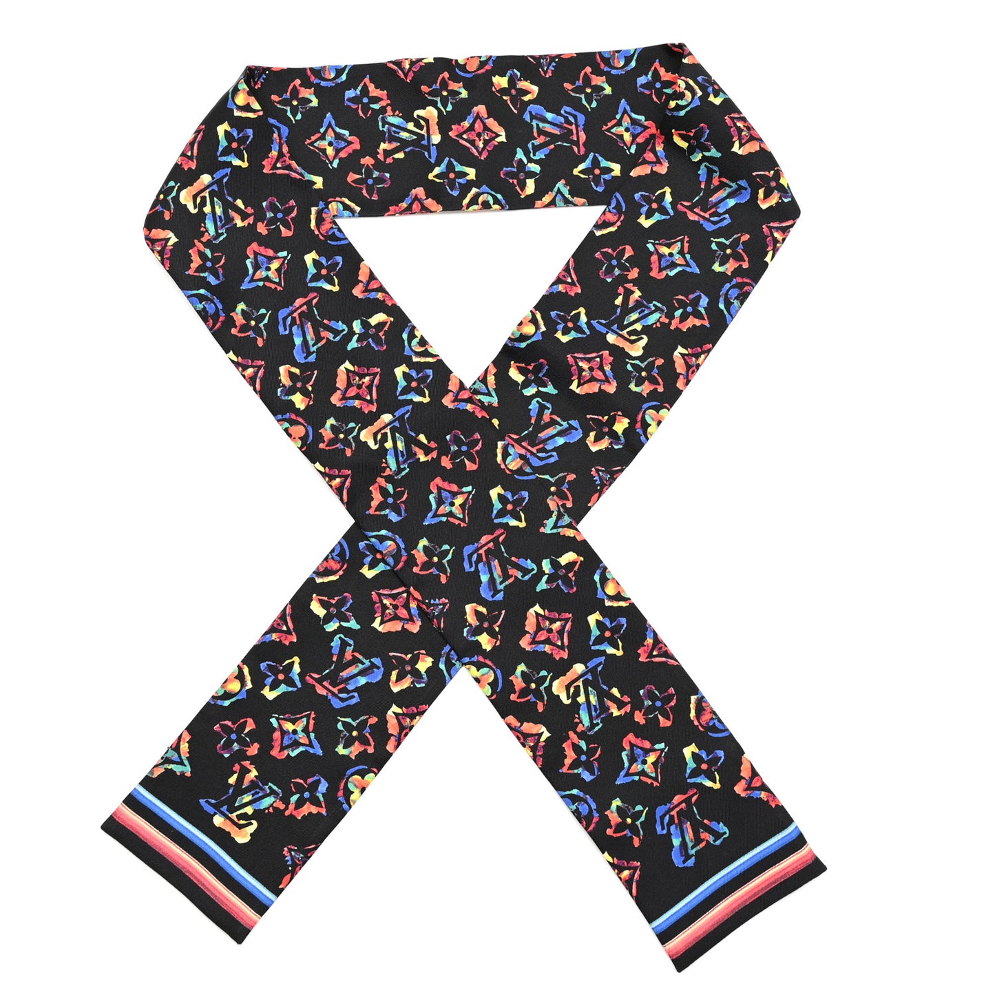 Silk Monogram Rainbow Bandeau Black