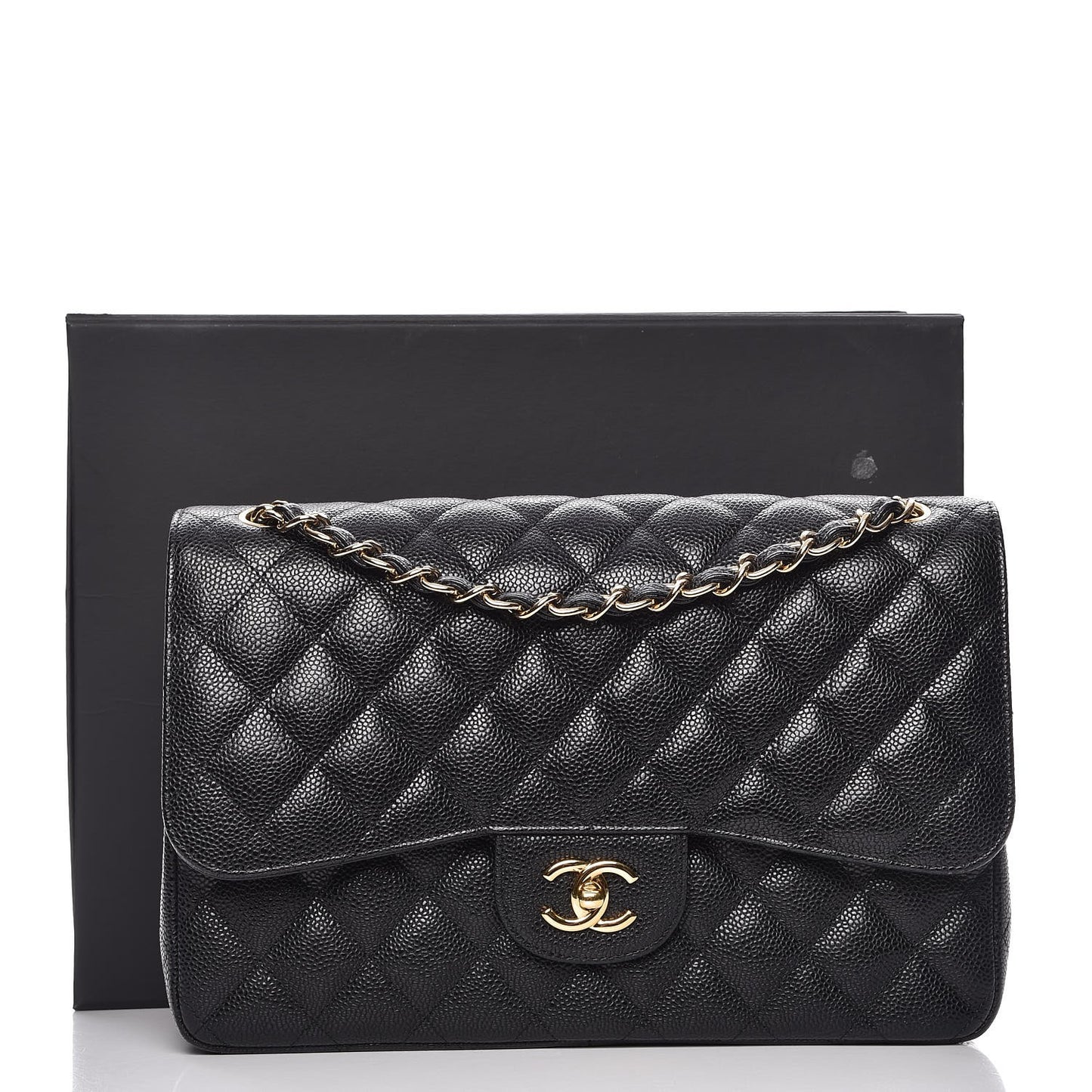 Caviar Quilted Jumbo Double Flap Black